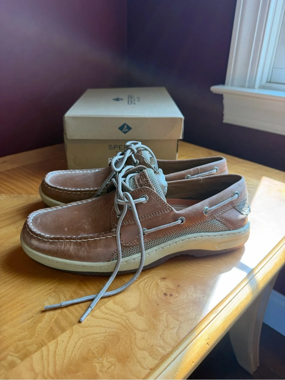 Sperry Men's billfish  3 eye Boat Shoe in dark tan sz 9